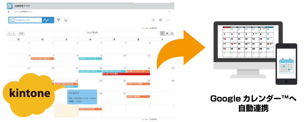 Googleカレンダー 対応連携プラグイン Kintone キントーン 拡張機能 サイボウズの業務改善プラットフォーム