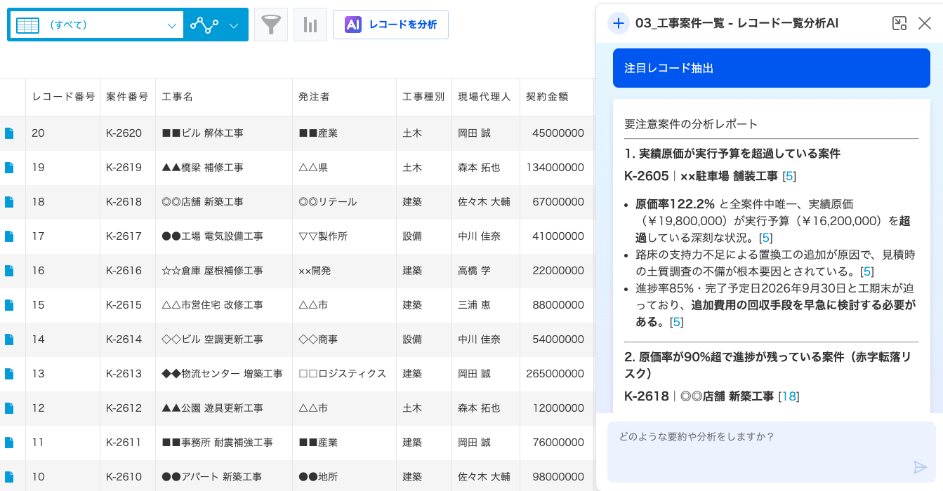「注目レコード抽出」の例