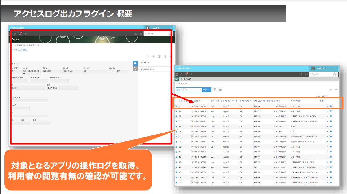 アクセスログ出力プラグイン - kintone（キントーン）- プラグイン